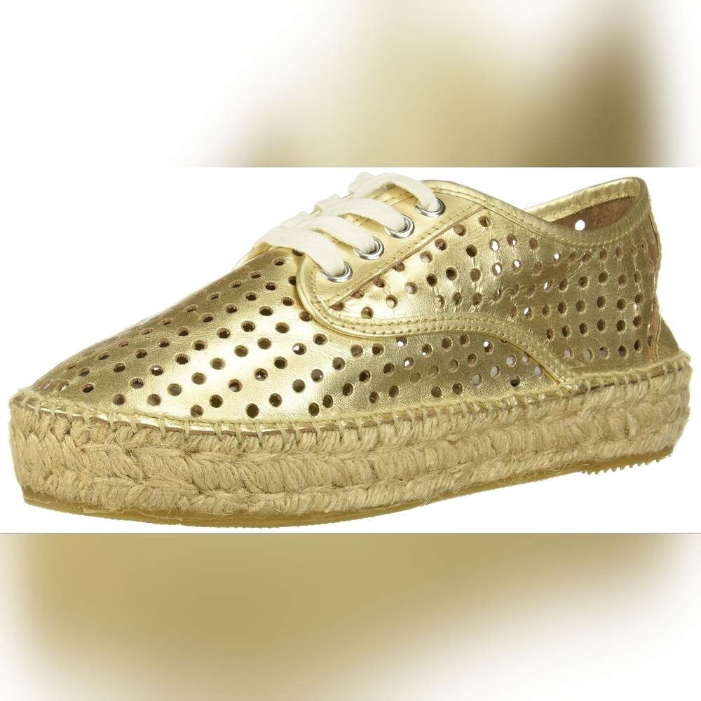 Bayton Women's Puravida Gold Jute Espadrille Moccasin, 41 Medium EU (11 US)